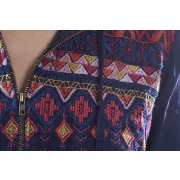 Johnny Was Embroidered Navy Reid Zip Up Hoodie NEW - Picture 2 of 4